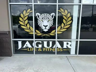 Jaguar Life and Fitness window graphic Photo